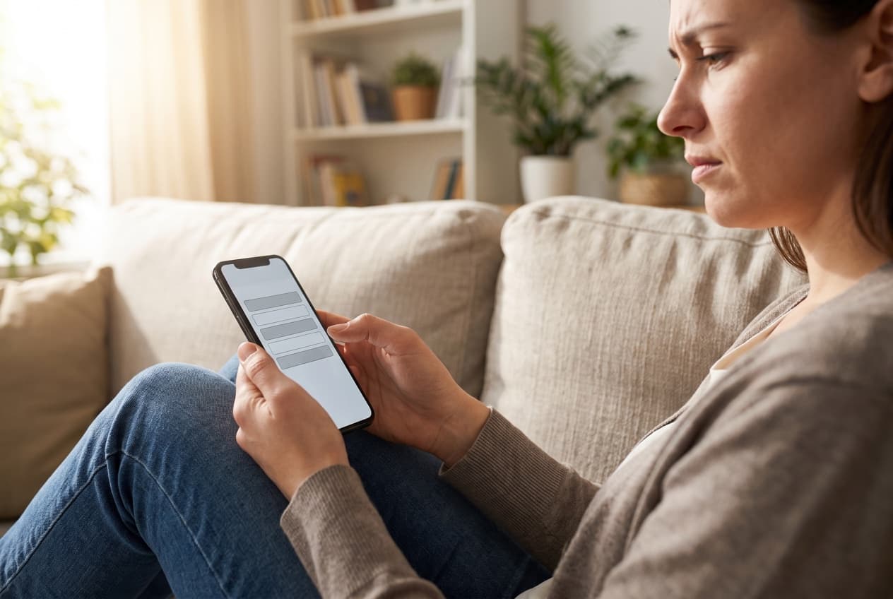 Internaute hésitant devant un formulaire long affiché sur son téléphone, le moment d'abandon qu'un marquage à l'étape unique ne distingue jamais d'un visiteur qui n'a rien commencé