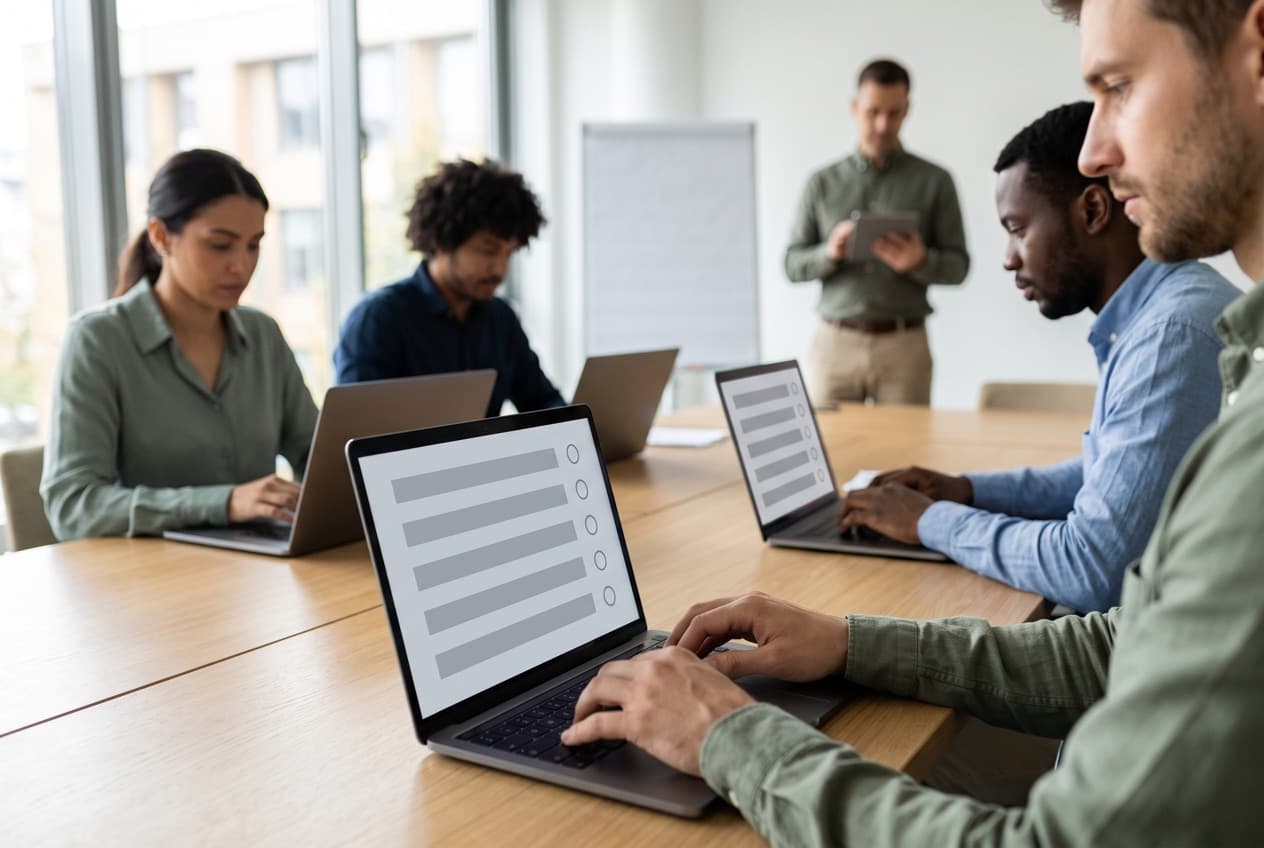 Consultants d'une agence passant les examens de certification qui conditionnent le maintien du badge