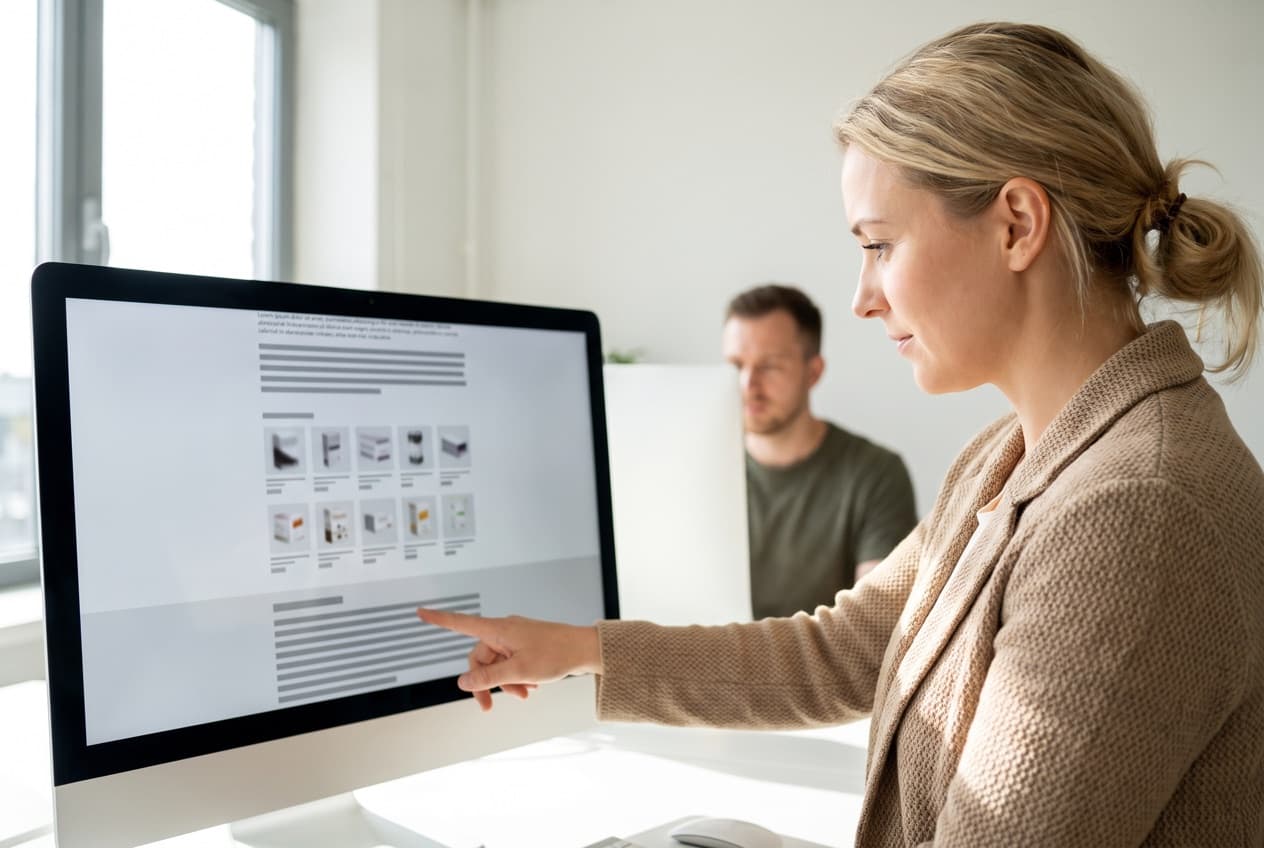 Responsable de contenu e-commerce désignant le texte développé placé sous la grille de produits d'une page catégorie